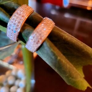 Gold Pierced Earrings With Diamond Chips